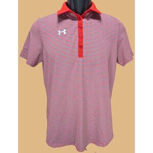 Under Armour Women's Red Striped Polo Small